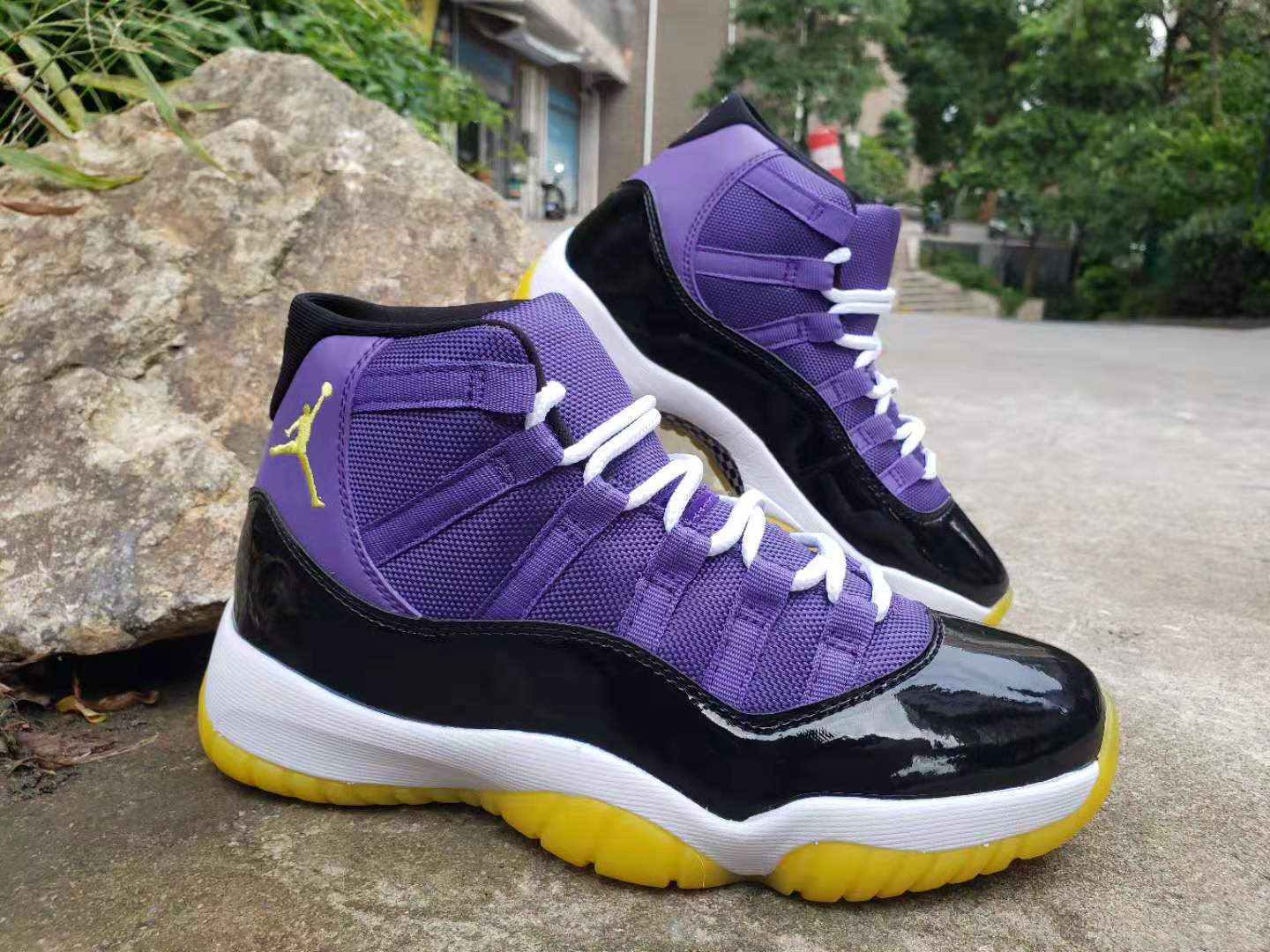 2019 Air Jordan 11 Retro Purple Black White Yellow